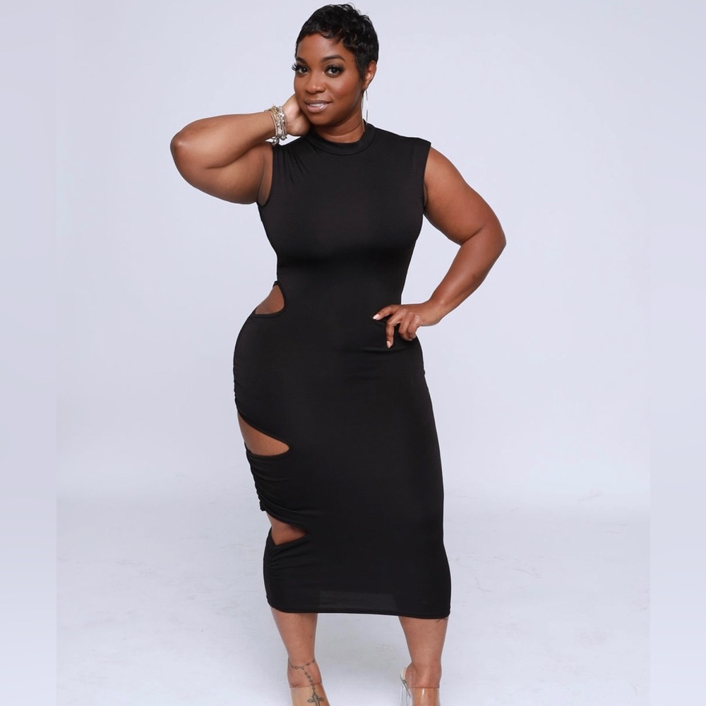 Black Cut Out Midi